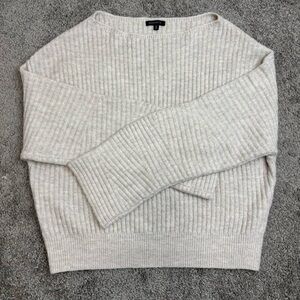 Dynamite Cream Ribbed Crew Neck Sweater